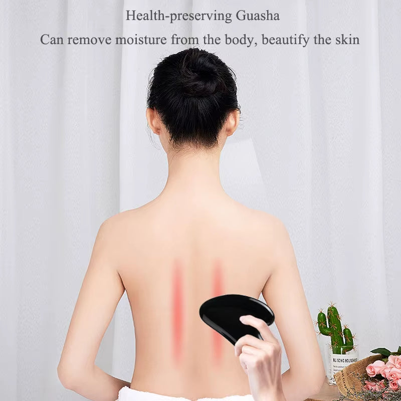 Natural Stone Guasha Massage Gouache Scraper for Face Jade Roller Massager Set Black Obsidian Gua Sha Board Facial Skincare Tool