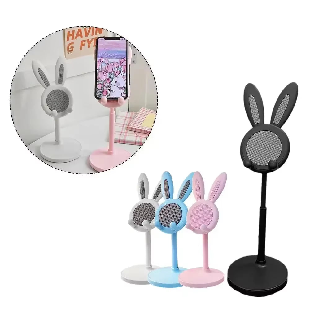 Angle-Height Adjustable Bunny Phone Stand for Desk - Cute Rabbit Mobile Holder