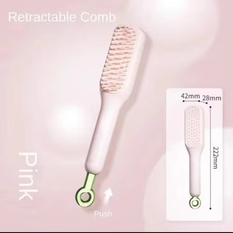 Retractable Comb Self-Cleaning Hair Brush Anti-Static Massage Comb for Women Smooth Hair Self Cleaning Hair Brush