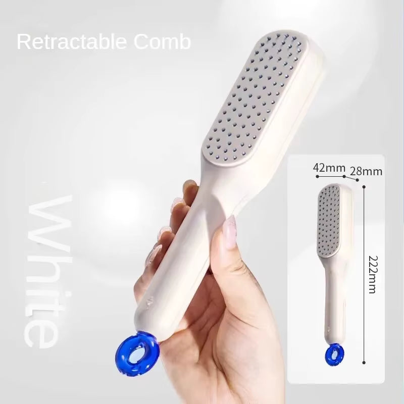 Retractable Comb Self-Cleaning Hair Brush Anti-Static Massage Comb for Women Smooth Hair Self Cleaning Hair Brush