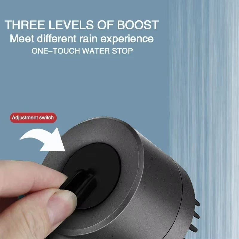 High-Pressure Shower Head 3-Mode Adjustable Spray with Massage Brush Filter Rain Faucet Bathroom Accessories