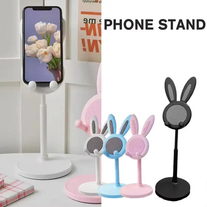 Angle-Height Adjustable Bunny Phone Stand for Desk - Cute Rabbit Mobile Holder