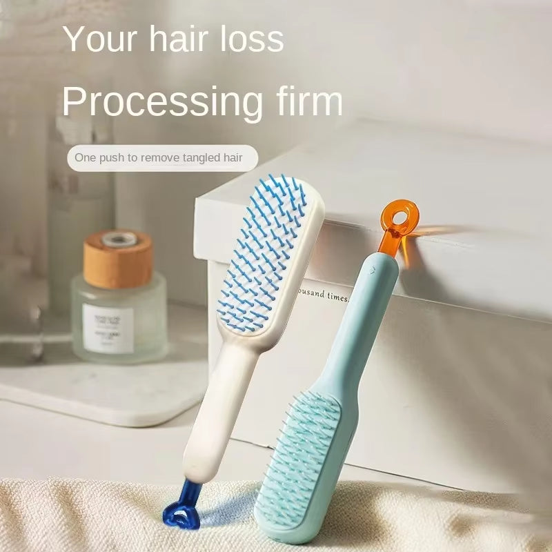 Retractable Comb Self-Cleaning Hair Brush Anti-Static Massage Comb for Women Smooth Hair Self Cleaning Hair Brush