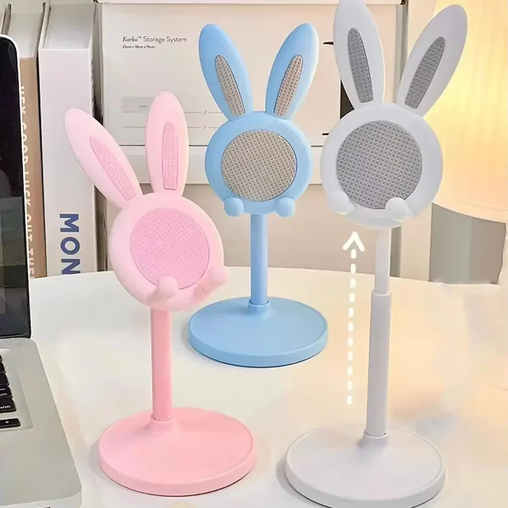 Angle-Height Adjustable Bunny Phone Stand for Desk - Cute Rabbit Mobile Holder